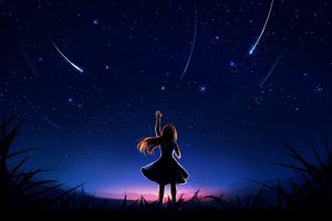 девушка и звездное небо